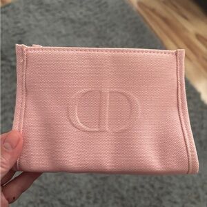 Dior Pink Embossed Canvas Clutch / Makeup Bag